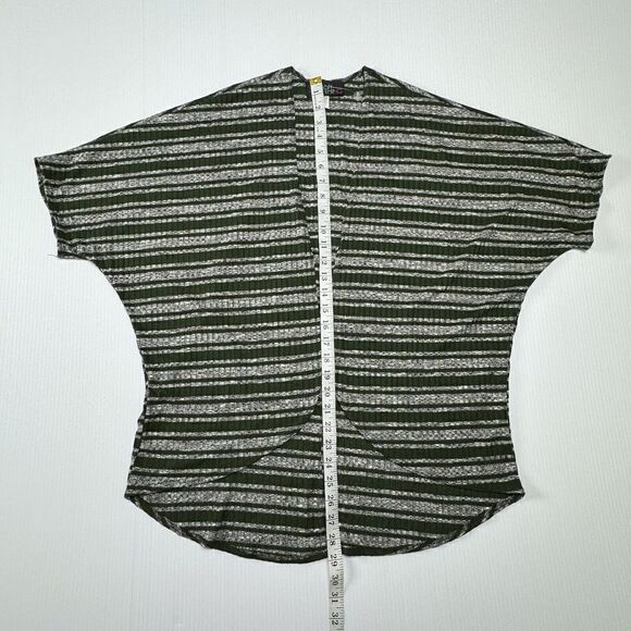 Say Anything Green Stripe Cardigan Open Front Top Medium - Picture 9 of 9